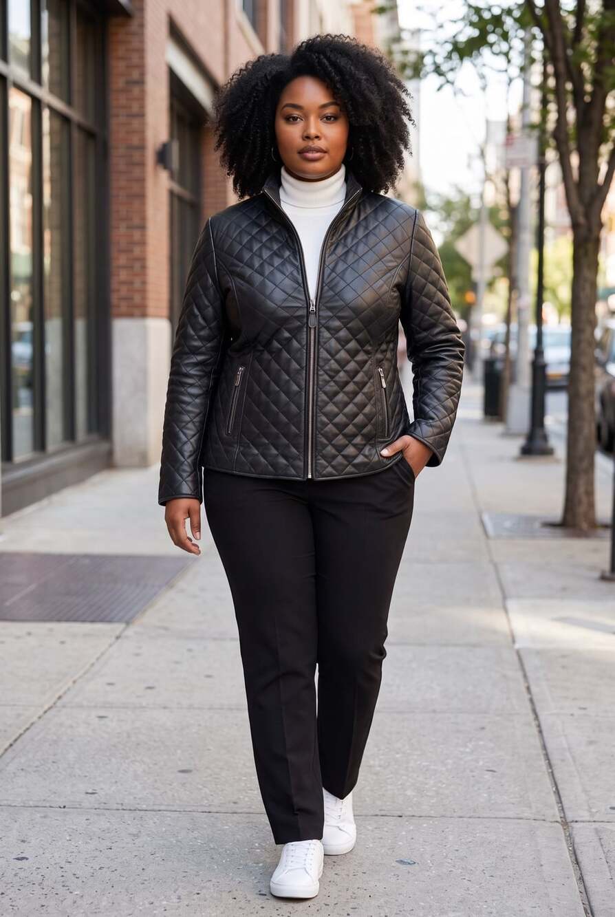 Claiborne Quilted Leather Jacket Black XL